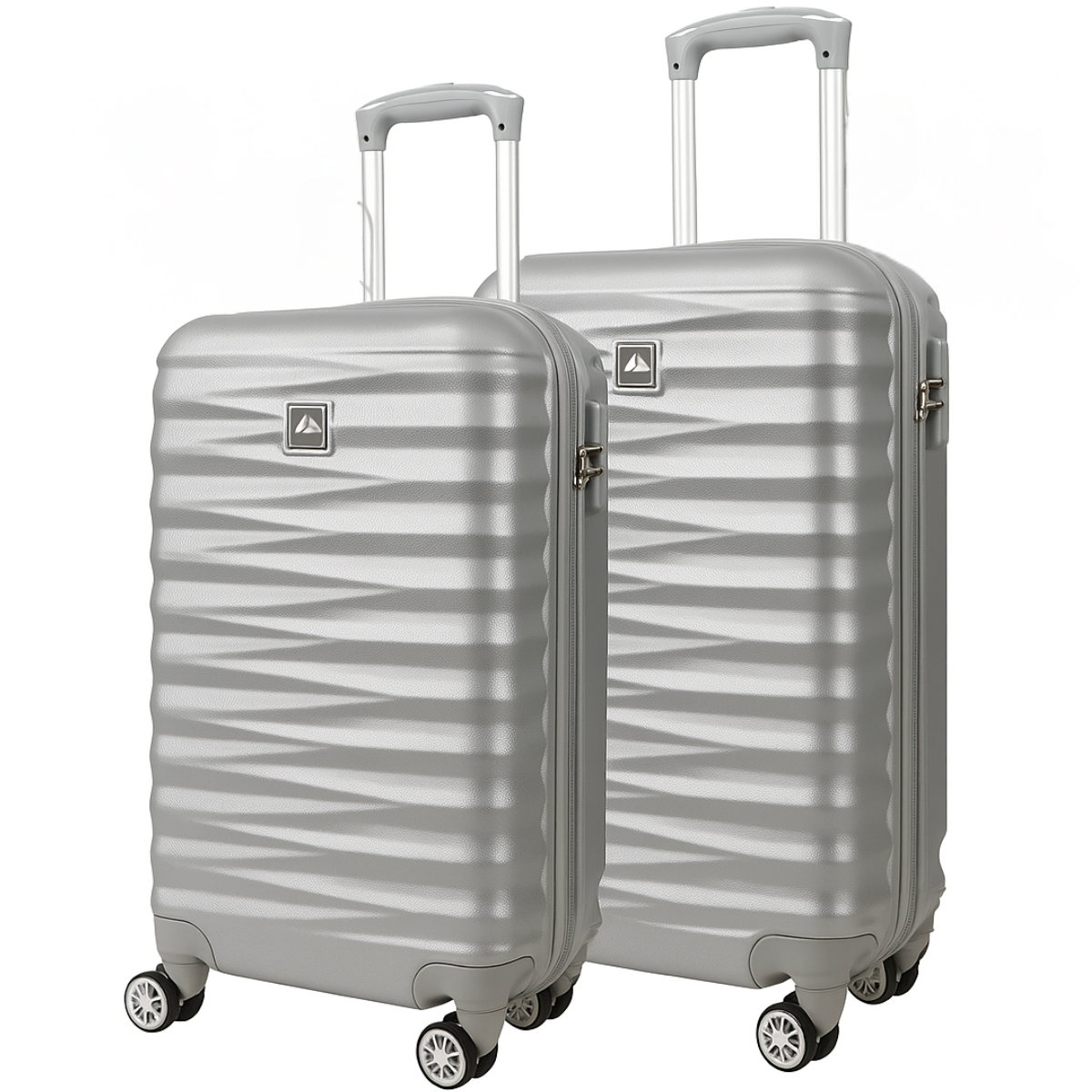 Kit Conjunto 2 Malas Viagem Bordo Rodas Dupla Fibra  Cor Prata 1