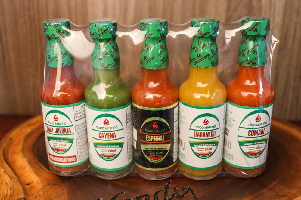 KIT MOLHO DE PIMENTA COM 5 VARIEDADES FOGO MINEIRO 3