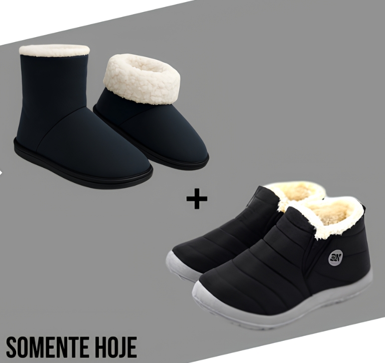 Kit Pantufa + Bota de Inverno Impermeável Unissex 1