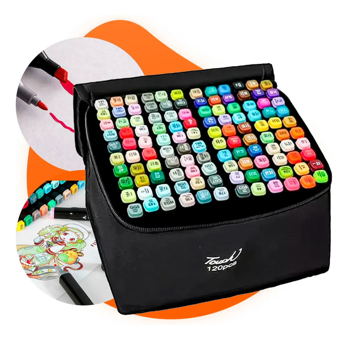 Kit Completo Bobbie Goods Premium - Livro Capa Dura + 120 Canetas Touch Dupla Ponta + Bolsa Organizadora 1
