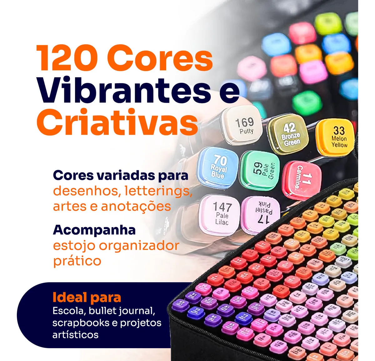 Kit Completo Bobbie Goods Premium - Livro Capa Dura + 120 Canetas Touch Dupla Ponta + Bolsa Organizadora 2