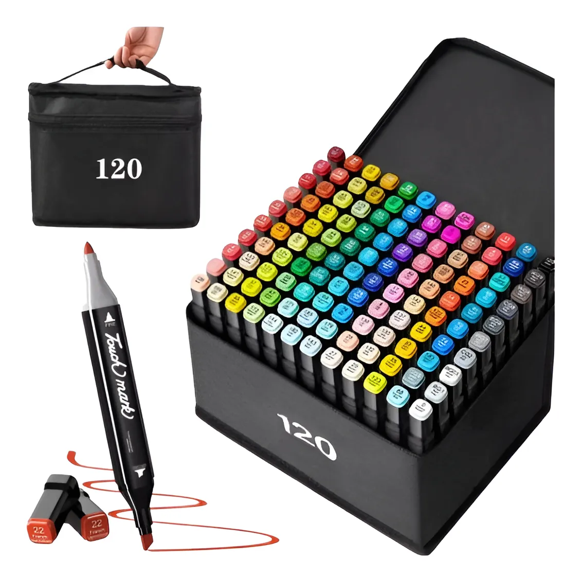 Conjunto Completo 120 Canetas Touch Marcador Permanente Ponta Dupla - Edição Master Artist 4
