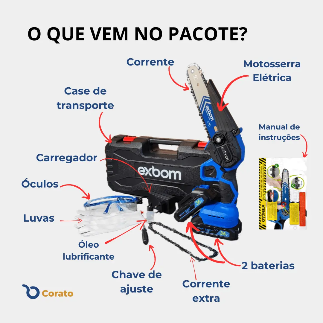 đ„KIT ATACADO COM 10 Motosserra ElĂ©trica a Bateria + BRINDES + FRETE GRĂTIS 6