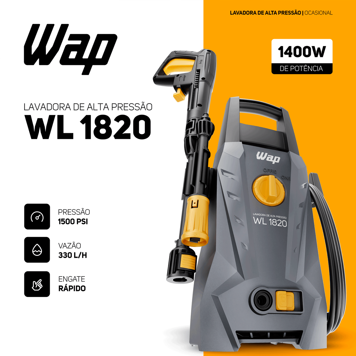 Lavadora de Alta Pressão 1400W 1500PSI WAP WL 1820 2