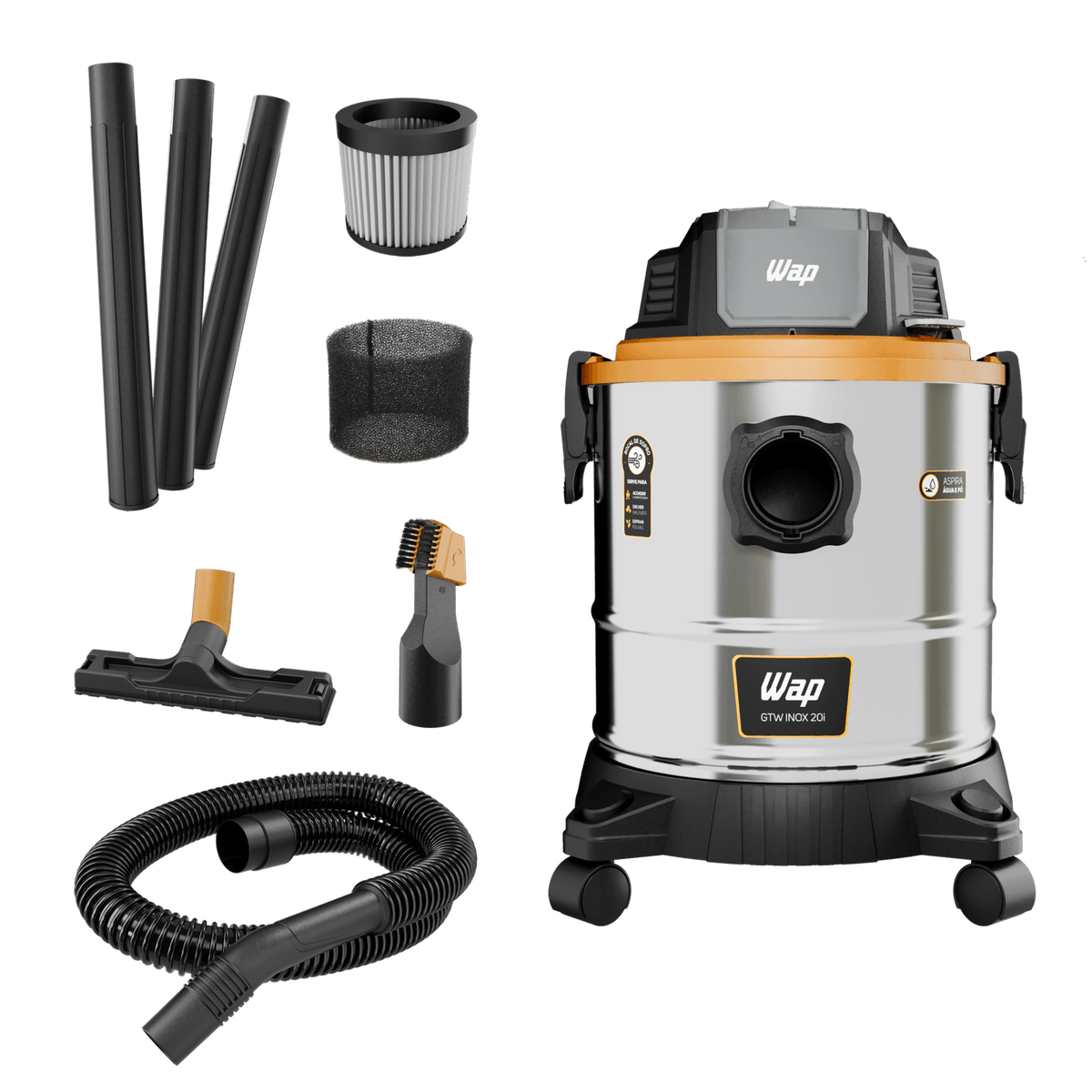 Aspirador de Pó e Água 1900W WAP GTW Inox 20i 2