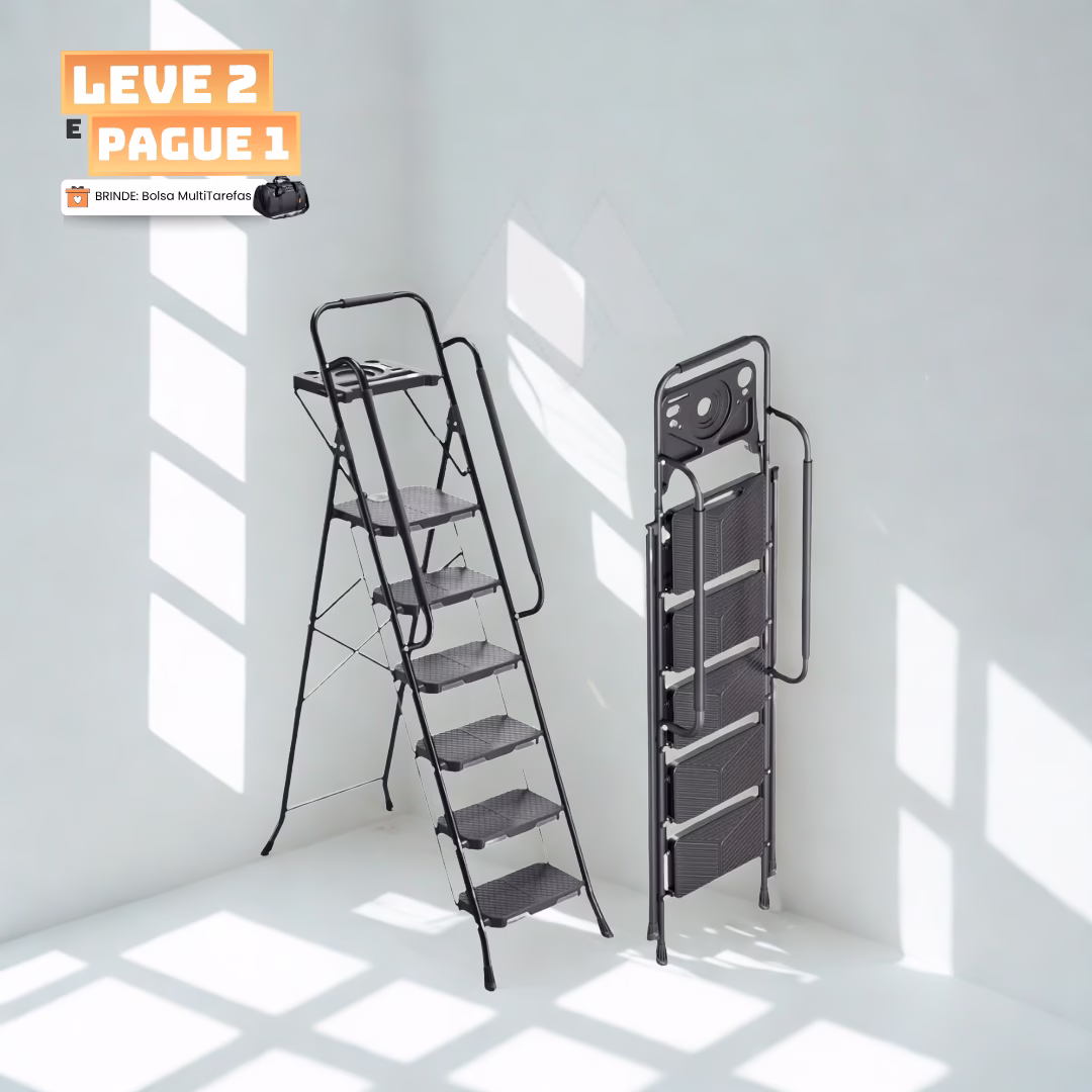 [Leve 2 Pague 1] Escada Evolut Antiderrapante, Segurança 100% Onde Usar + BRINDE: Bolsa MultiTarefa 1