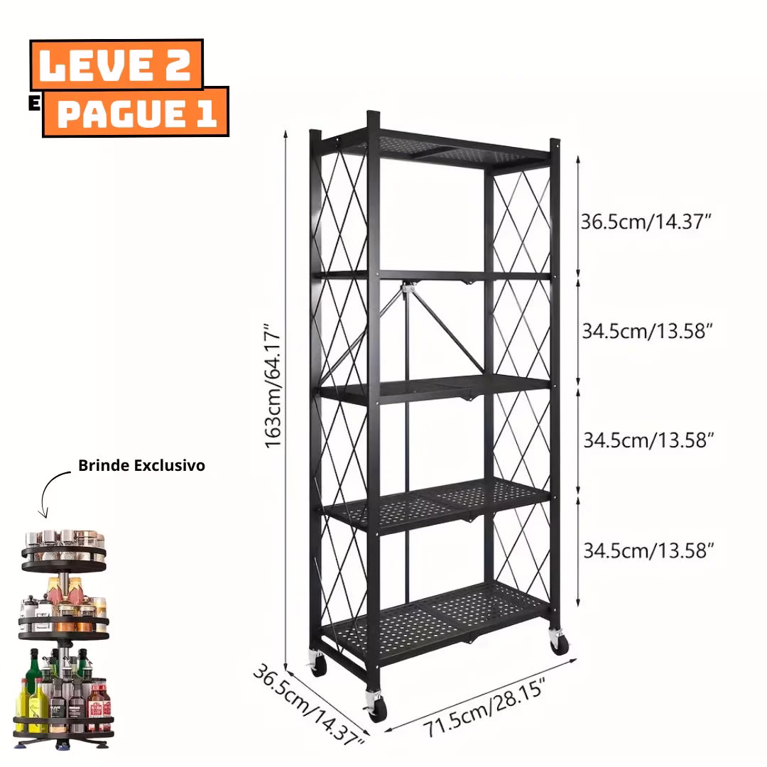 [Leve 2 Pague 1] Prateleira Dobrável Multiuso 5 em 1 + BRINDE: Porta Tempero Giratório 2