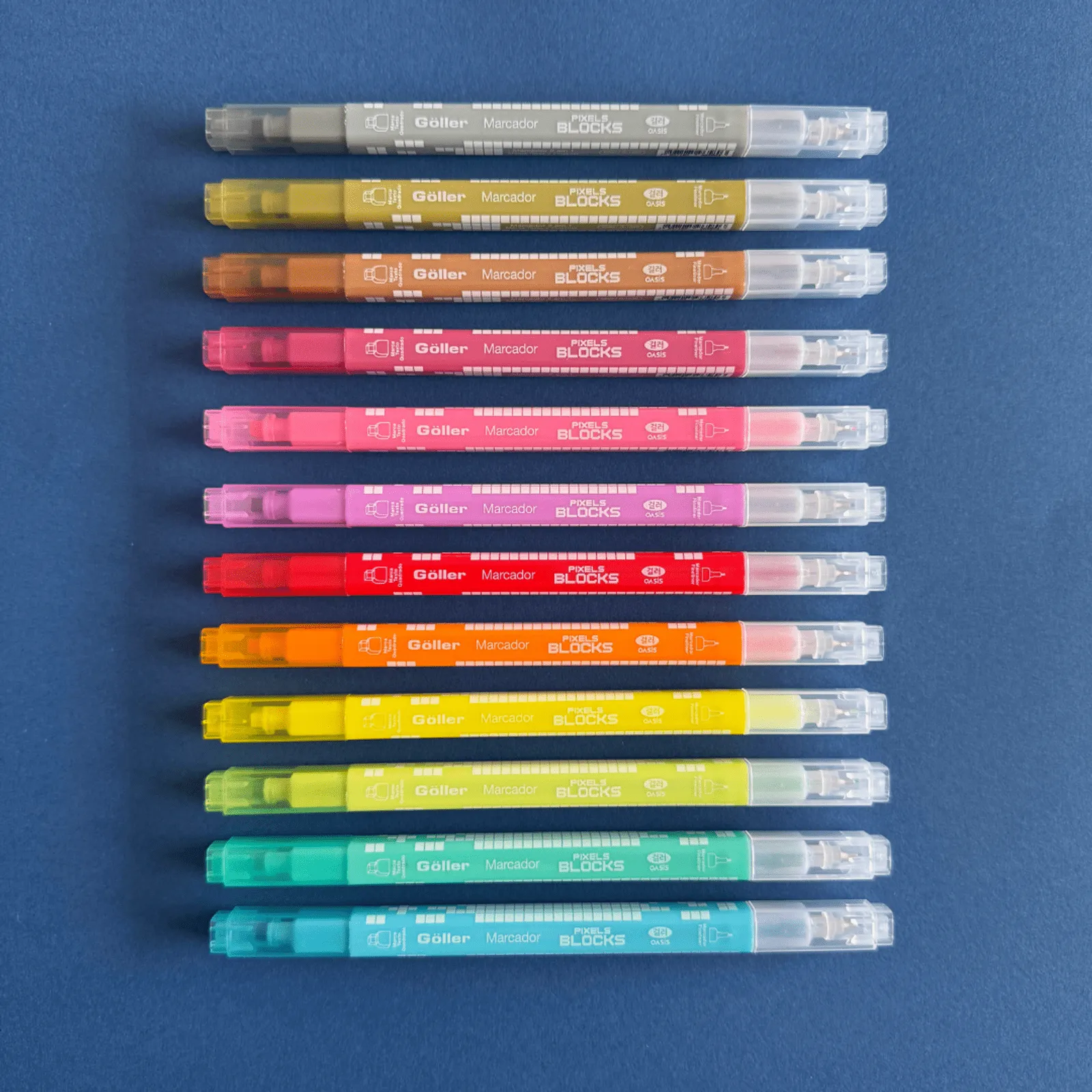 Marcador 2 Em 1 Pixel Blocks - Marcador Quadrado e Fine Pen 3