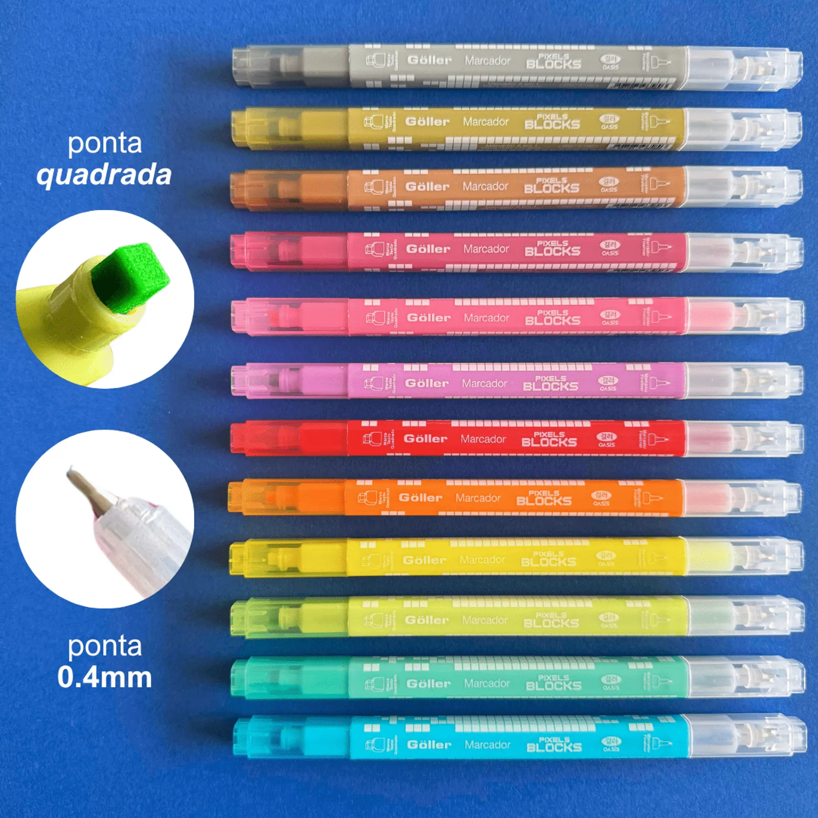 Marcador 2 Em 1 Pixel Blocks - Marcador Quadrado e Fine Pen 1