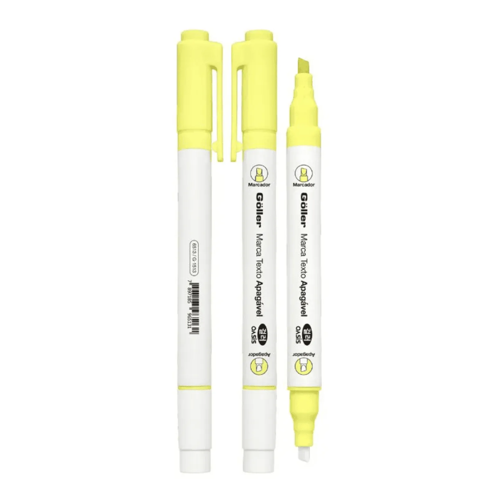 MARCADOR DE TEXTO APAGÁVEL BLISTER 1 UND OASIS Amarelo NEON - Goller 1