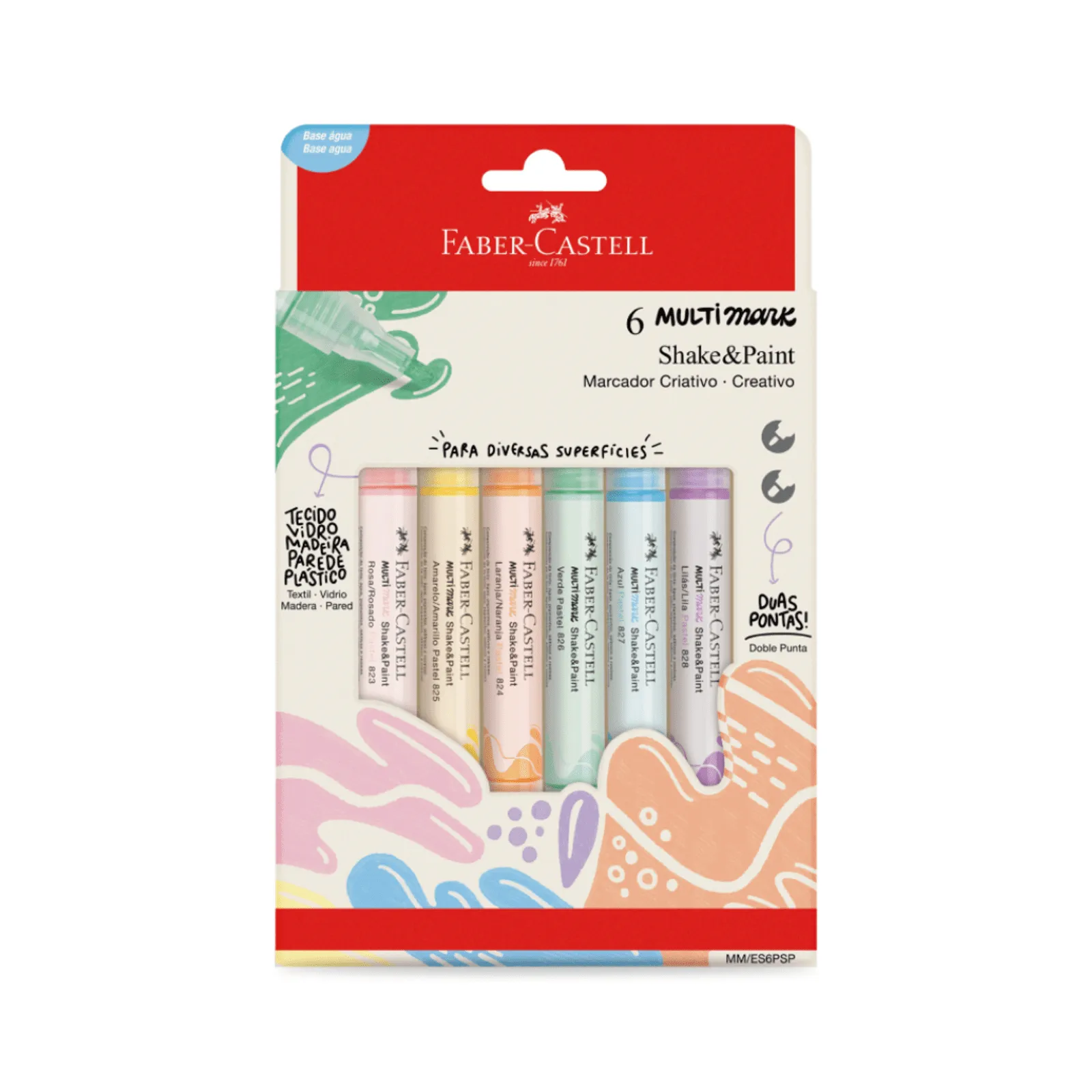 Marcadores MultiMark Multisuperfície Faber-Castell - 6 Cores Pastel 1