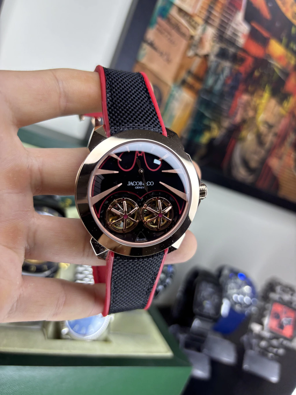 JACOB e COMPANY BATMAN VERMELHO ROSE 18K 45MM - A PROVA DÁGUA 100ATM 1