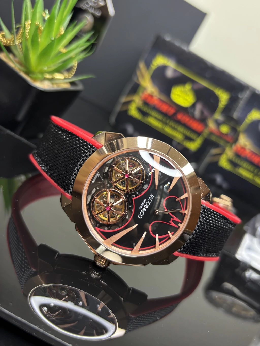 JACOB e COMPANY BATMAN VERMELHO ROSE 18K 45MM - A PROVA DÁGUA 100ATM 4