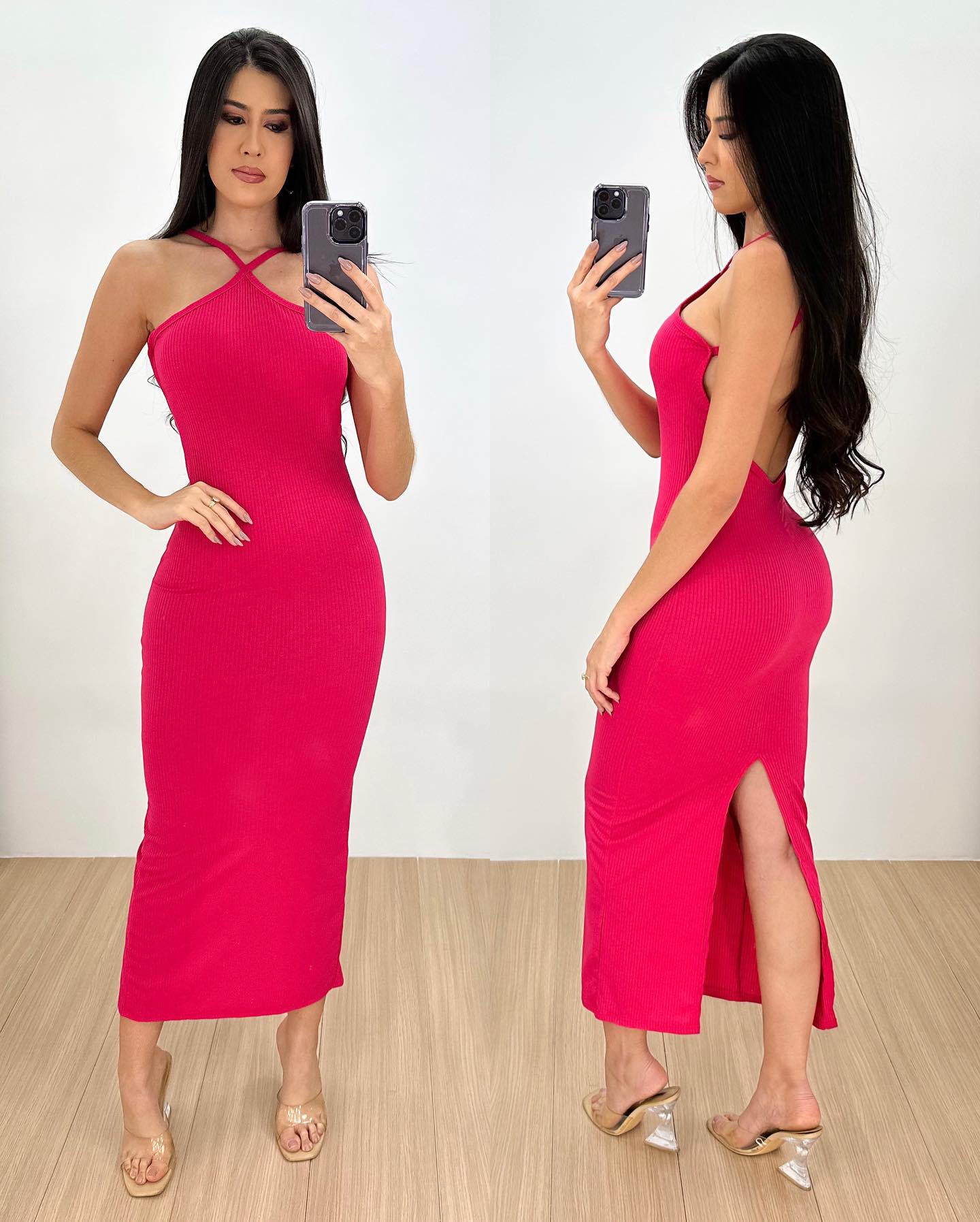 VESTIDO MIDI CANELADO  3