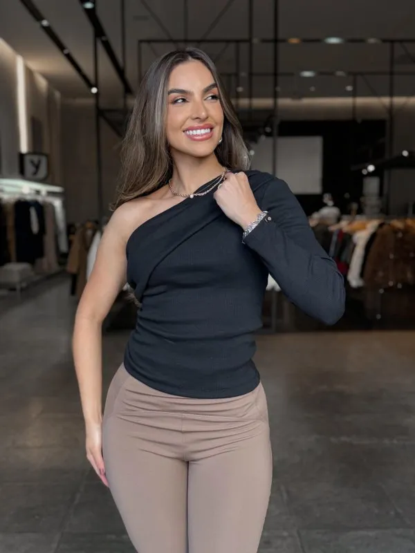 Blusa Canelada 1 Ombro Fashion  3