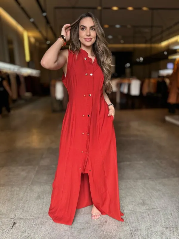 Vestido Longo Botões Cris  1
