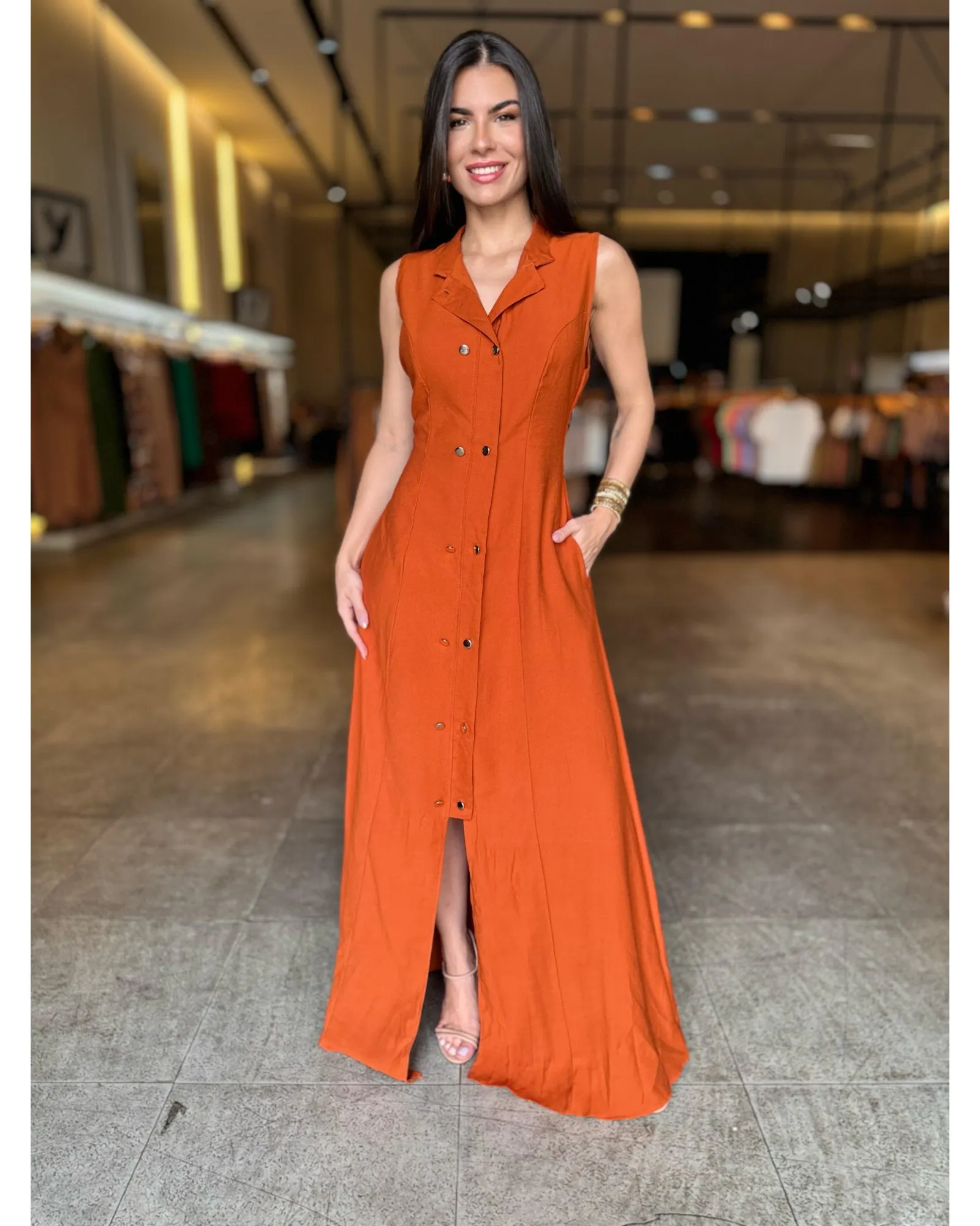 Vestido Longo Botões Cris  4