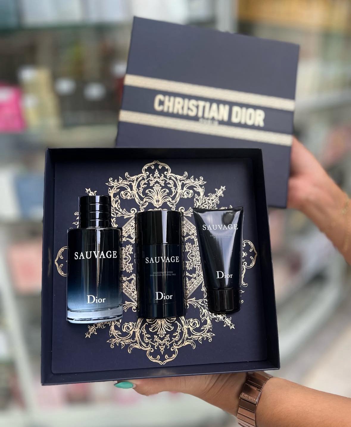Dior Dior Sauvage Conjunto de 3 peças para homens (Perfume Spray de 100 ml + Bálsamo pós-barba de 50 ml + Desodorante de 73 g) 1