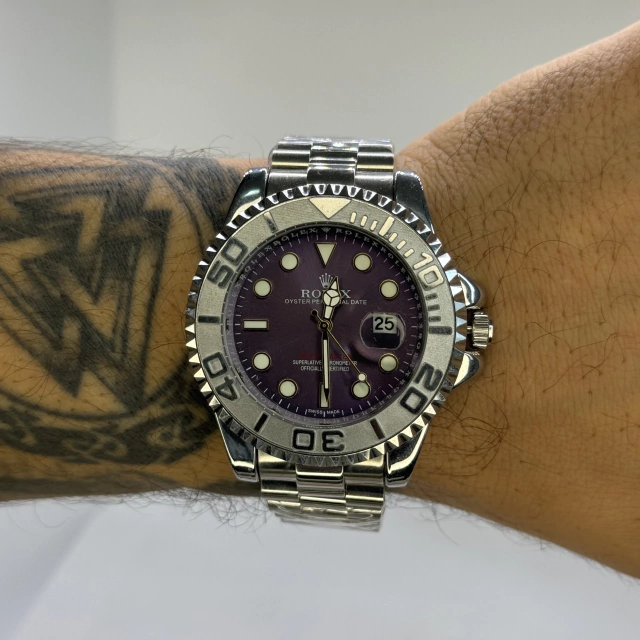 ROLEX YACHT MASTER PRESIDENTE (PRATA/ROXO) 1