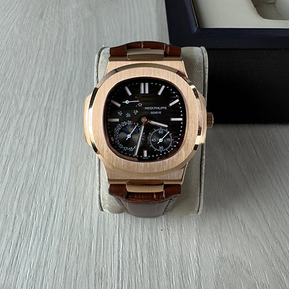 PATEK PHILIPPE NAUTILUS ROSE MARROM COURO 40MM 1