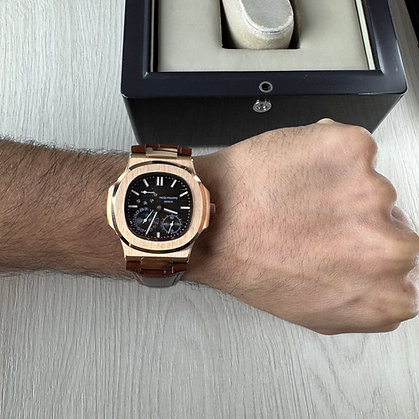 PATEK PHILIPPE NAUTILUS ROSE MARROM COURO 40MM 2