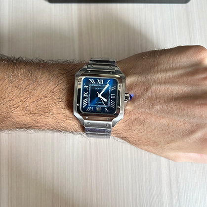 CARTIER SANTOS PRATA AZUL 40MM X 47MM 2