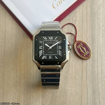 CARTIER SANTOS PRATA PRETO 40MM X 47MM 1