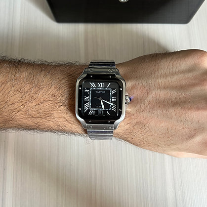 CARTIER SANTOS PRATA PRETO 40MM X 47MM 2