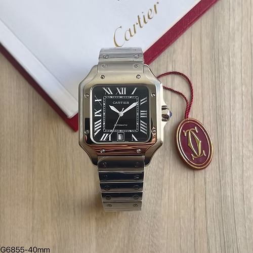 CARTIER SANTOS PRATA PRETO 40MM X 47MM 1