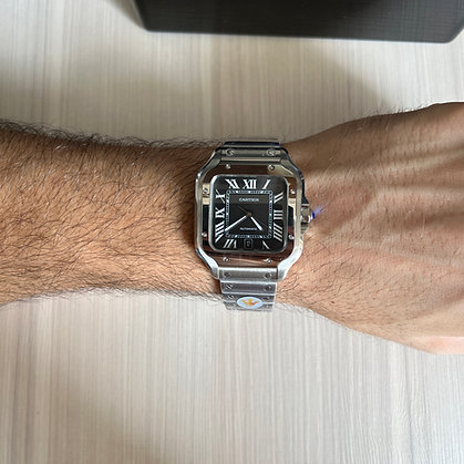 CARTIER SANTOS PRATA PRETO 40MM X 47MM 2