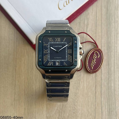 CARTIER SANTOS PRATA AZUL 40MM X 47MM 1