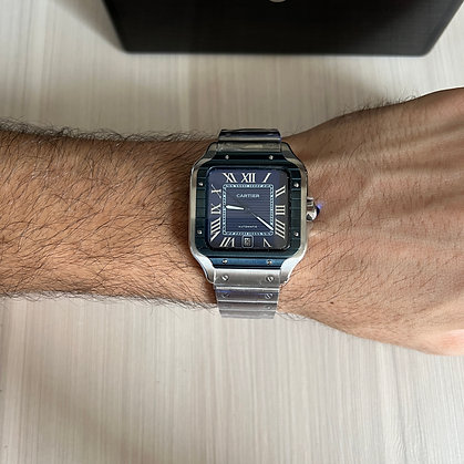 CARTIER SANTOS PRATA AZUL 40MM X 47MM 2