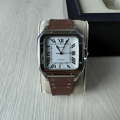 CARTIER SANTOS PRATA MARROM 40MM X 47MM 1