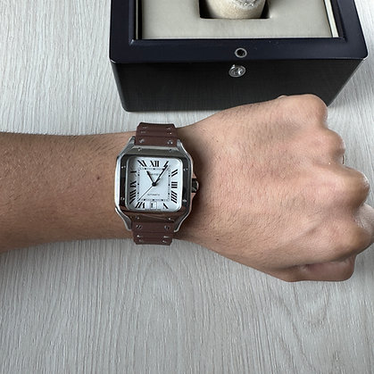 CARTIER SANTOS PRATA MARROM 40MM X 47MM 2