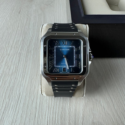 CARTIER SANTOS PRATA AZUL 40MM X 47MM 1