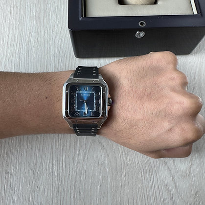 CARTIER SANTOS PRATA AZUL 40MM X 47MM 2