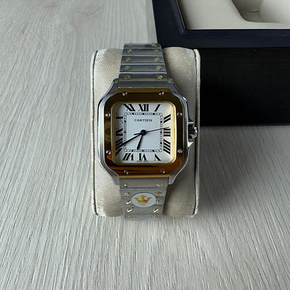 CARTIER SANTOS PRATA DOURADO BRANCO 36MM X 44M 1