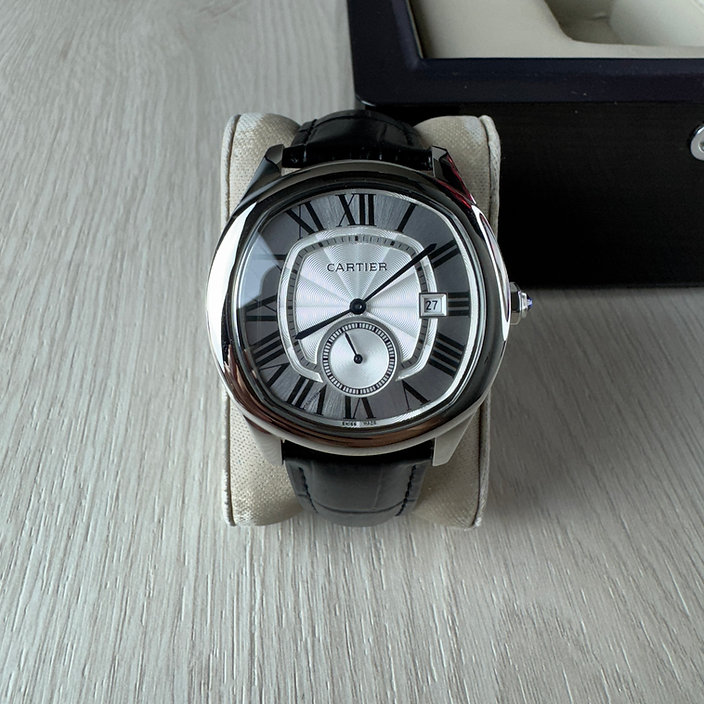 CARTIER DRIVE PRATA BRANCO COURO 41MM 1