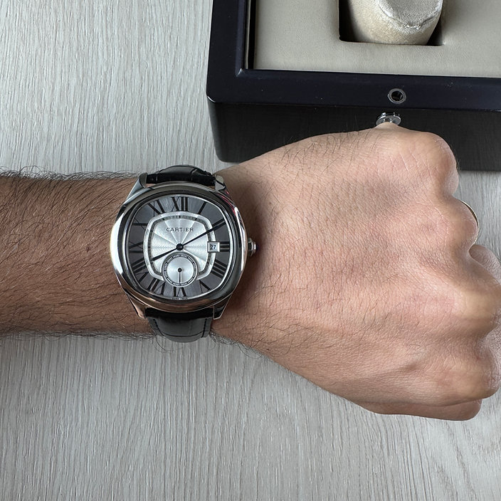 CARTIER DRIVE PRATA BRANCO COURO 41MM 2