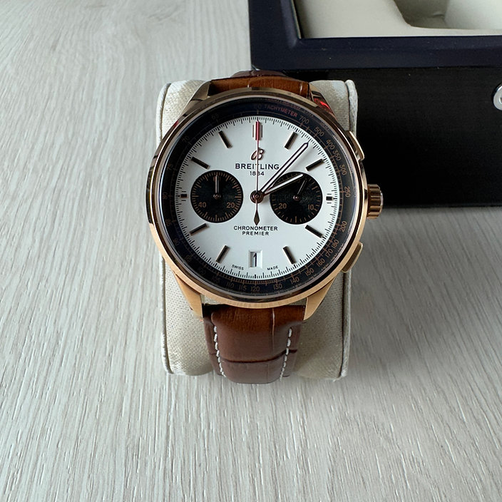 BREITLING PREMIER ROSE BRANCO COURO 43MM 1