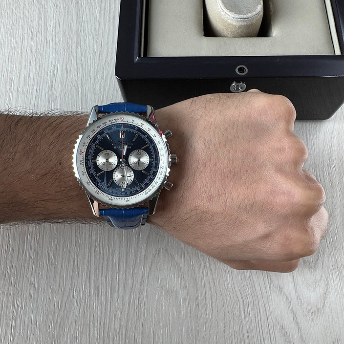 BREITLING NAVITIMER AZUL COURO 46MM 2