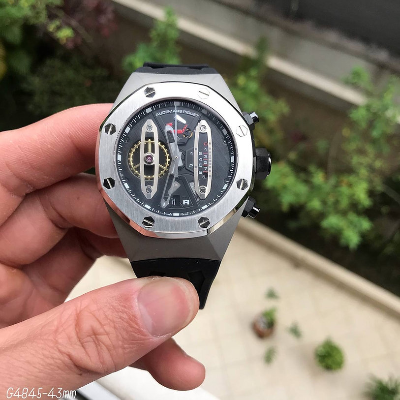 AUDEMARS PIGUET BORRACHA PRATA PRETO 43MM 1