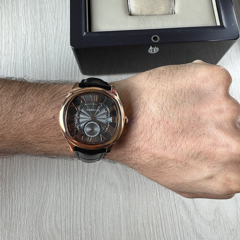 CARTIER DRIVE ROSE PRETO COURO 41MM 2