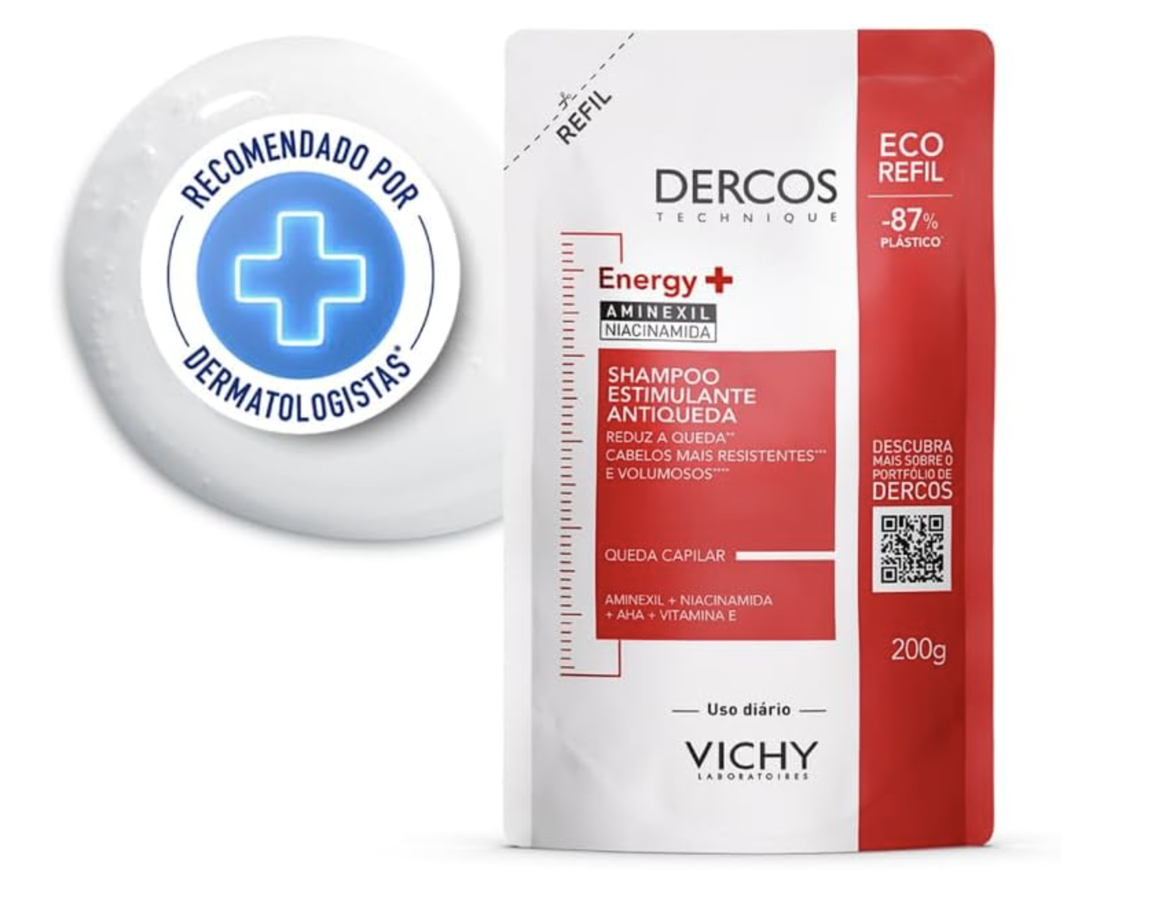 Shampoo Estimulante Antiqueda Energy+ Refil Dercos Cabelos Fracos e Quebradiços 200g 1