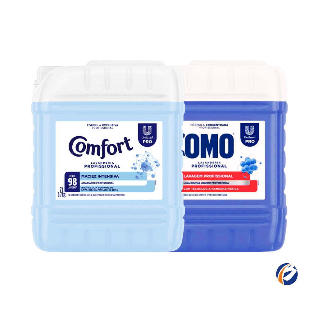 KIT LAVANDERIA: Lava Roupas Líquido Lavanderia Pro Omo 7L + Amaciante Lavanderia Pro Comfort 7L 1