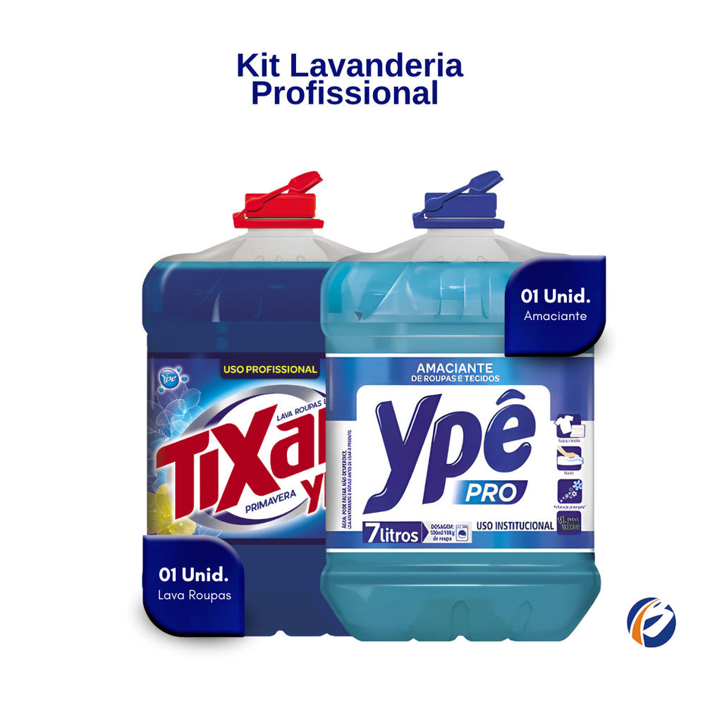 Kit Lavandeira: Lava Roupas Líquido Profissional Tixan Ypê 7L + Amaciante de Roupas e Tecidos Ypê Pro 7L 1