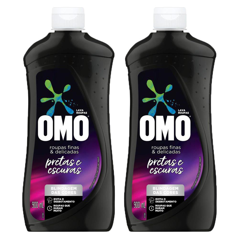 Kit com 2 Lava Roupas Líquido Omo Roupas Finas e Delicadas Pretas e Escuras 900ml 1
