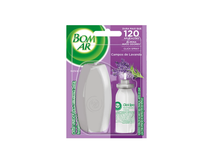 Odorizador Refil Click Spray com Aplicador Campos de Lavanda 12ml Bom Ar 1