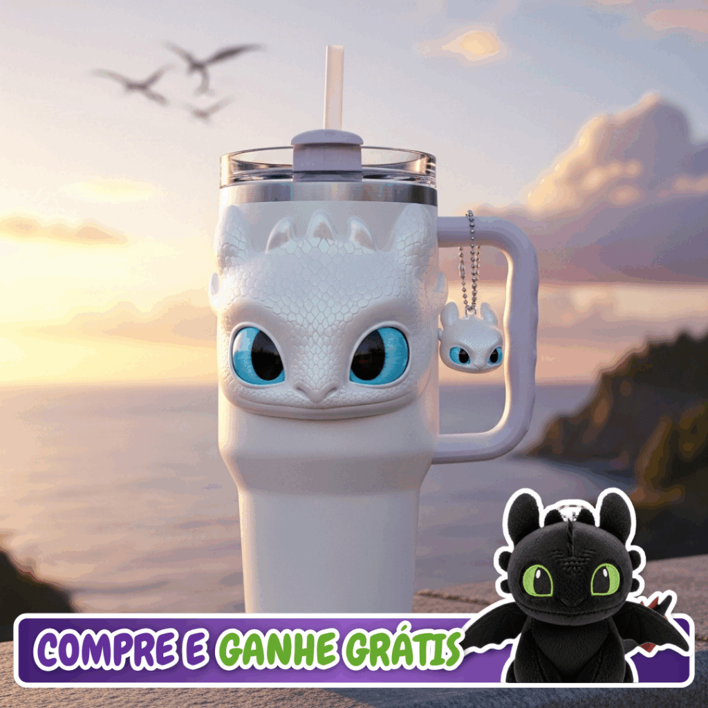 🤍 Copo Térmico Fúria da Luz + Pingente Mini Fúria da Luz 1,15 L  1