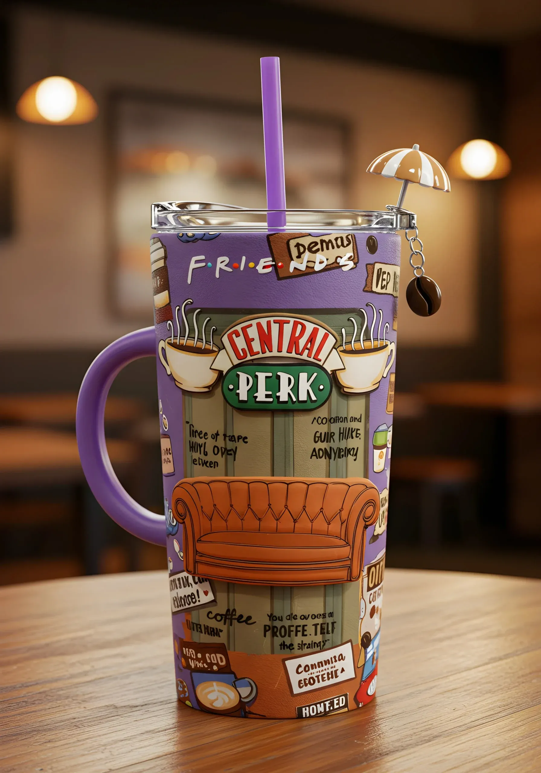Copo Térmico + Pingente Friends Central Perk 1,15L  1